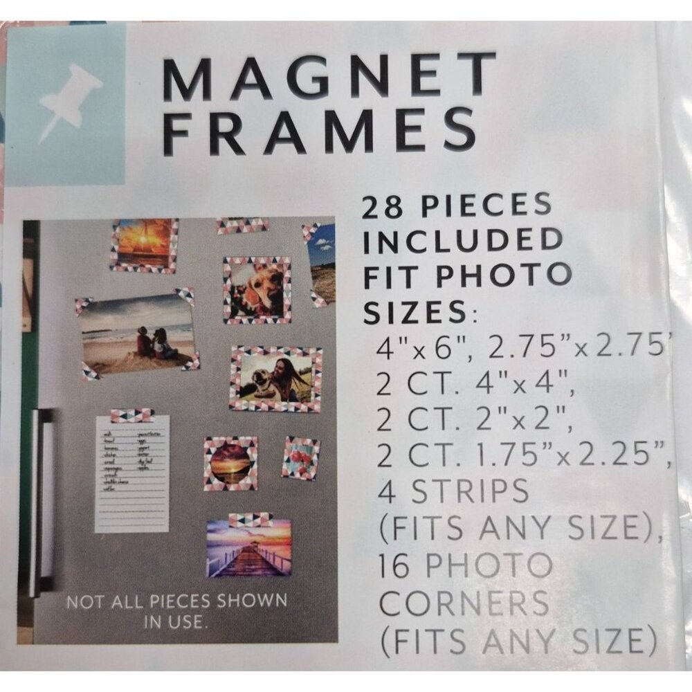 28-Piece Magnet Frames Set For Photos & Notes With Geometric Patterns